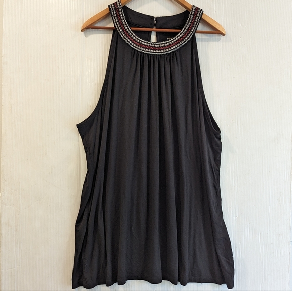 TORRID Super soft knits embroidered black goddess tank sleeveless blouse size 4X - Picture 11 of 11